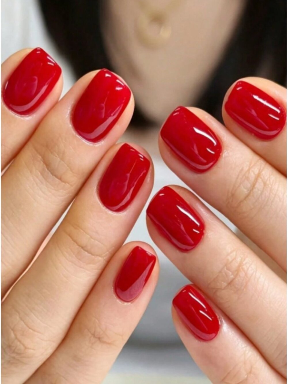 24pcs Red Square Press-On Nails Set – Full Cover Solid Color, Includes Nail Glue